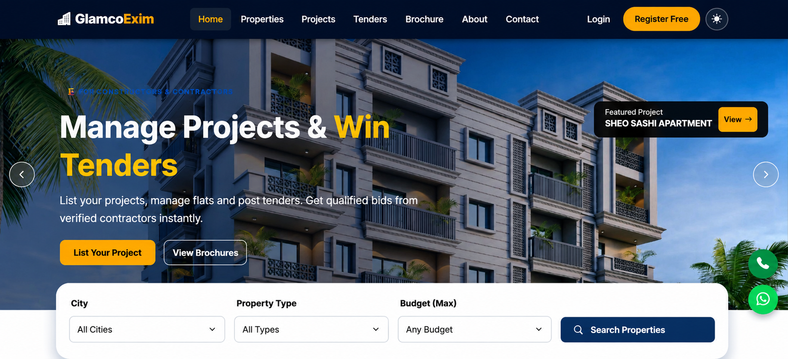 GlamcoExim – Real Estate & Tender Management Platform
